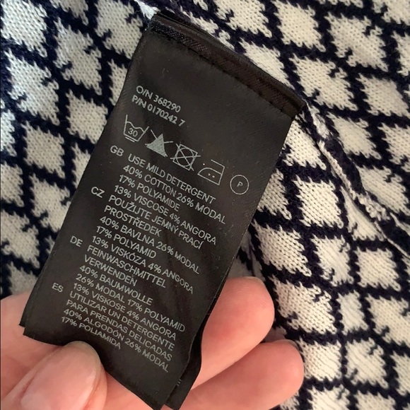 H & M Graphic Navy & White Open Cardigan US Small - Picture 5 of 5